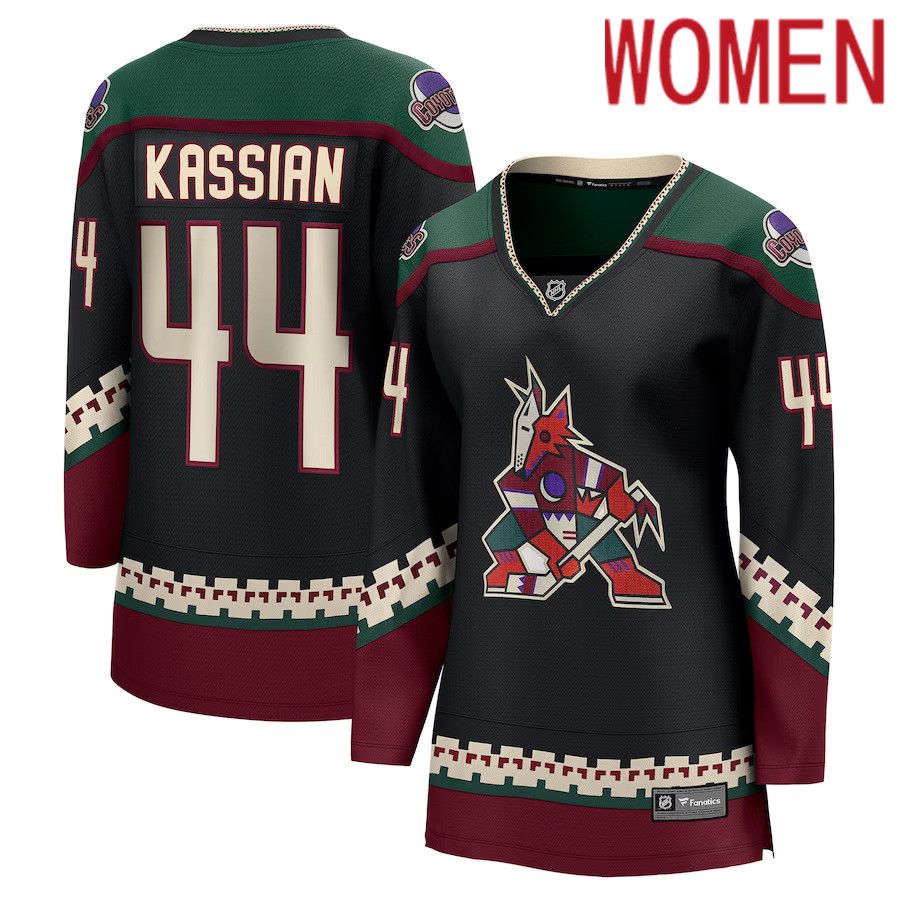 Women Arizona Coyotes 44 Zack Kassian Fanatics Branded Black Home Breakaway Player NHL Jersey